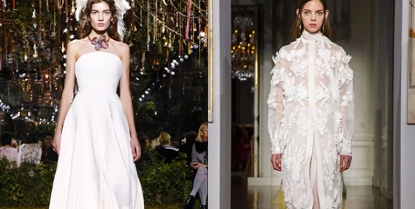اللون الأبيض لم يقتصر فقط على فساتين الزفاف في مجموعات الخياطة الراقية لربيع 2017