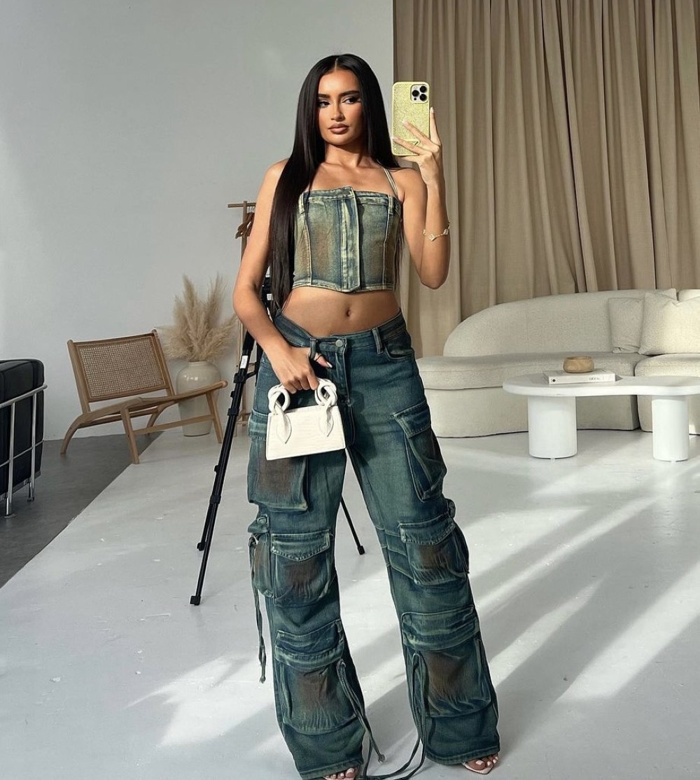 brown washed denim شتاء 2024