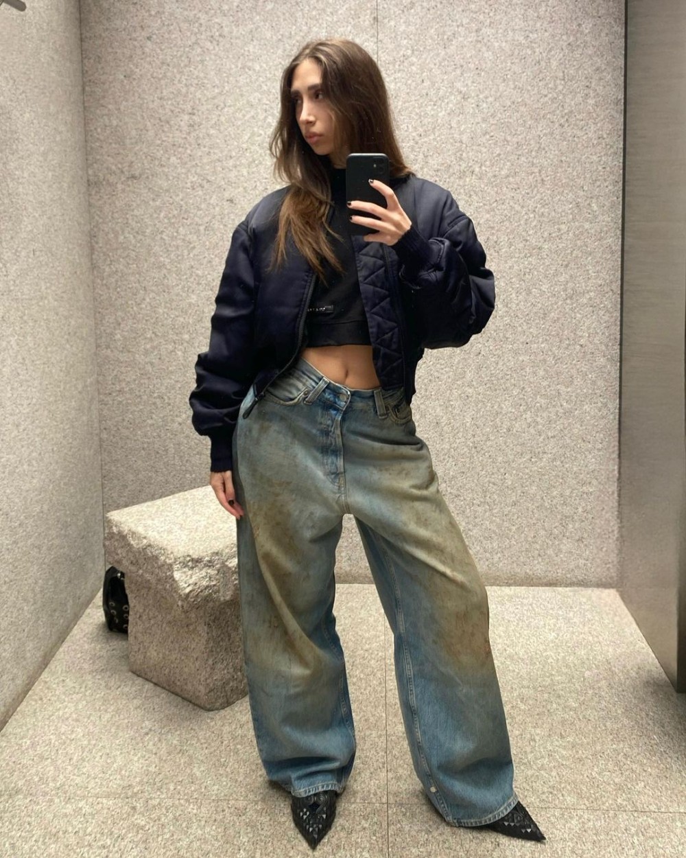 brown washed denim