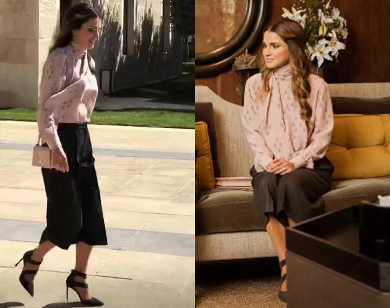 الملكة رانيا في إطلالة أنثويّة مواكبة لصيحات الموضة