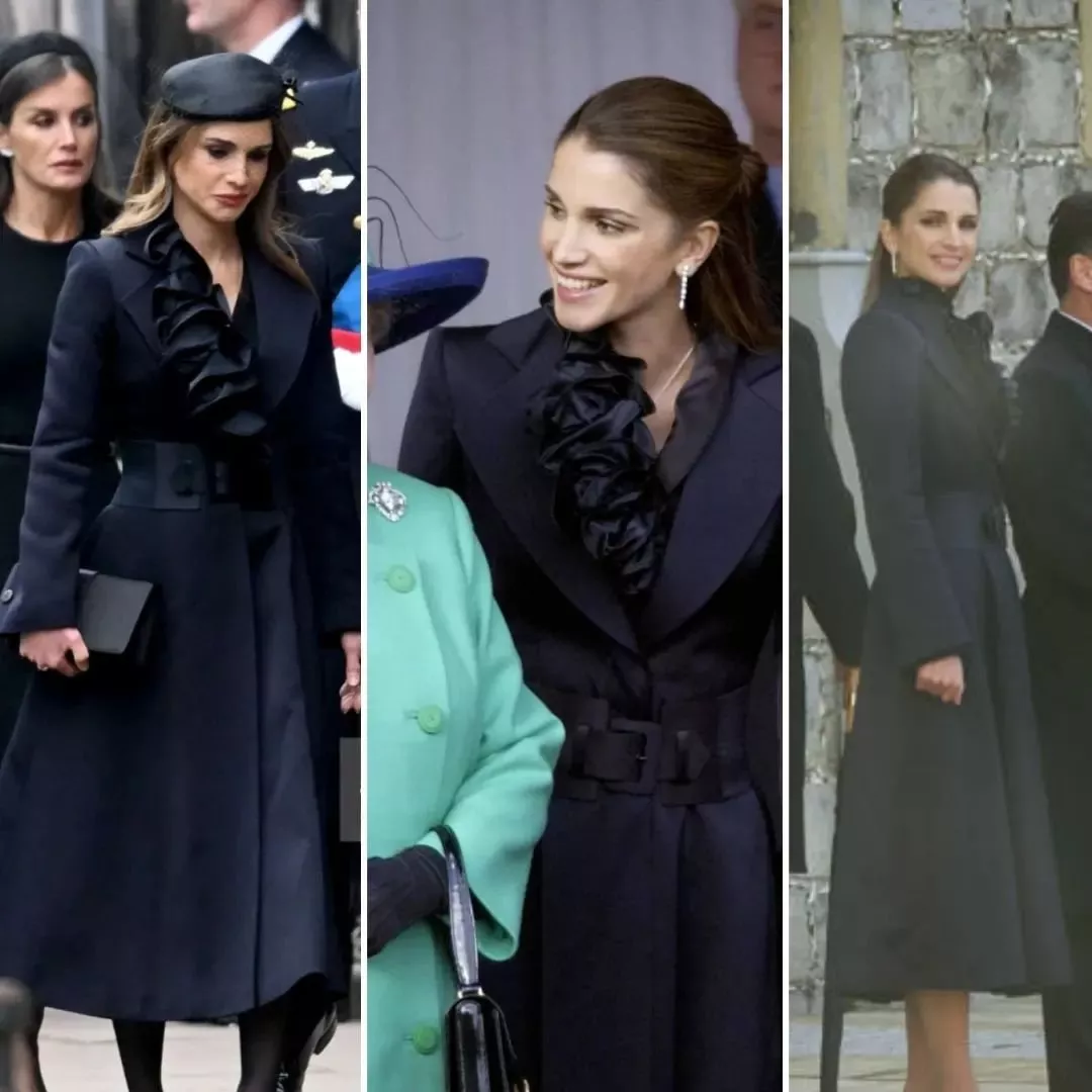 لوكات الملكة رانيا في مراسم توديع وجنازة الملكة اليزابيث