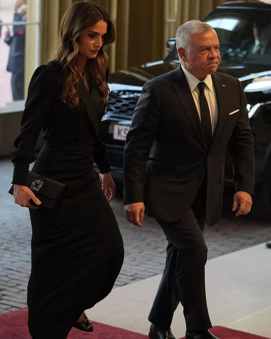 الملكة رانيا في لندن جنازة الملكة اليزابيث