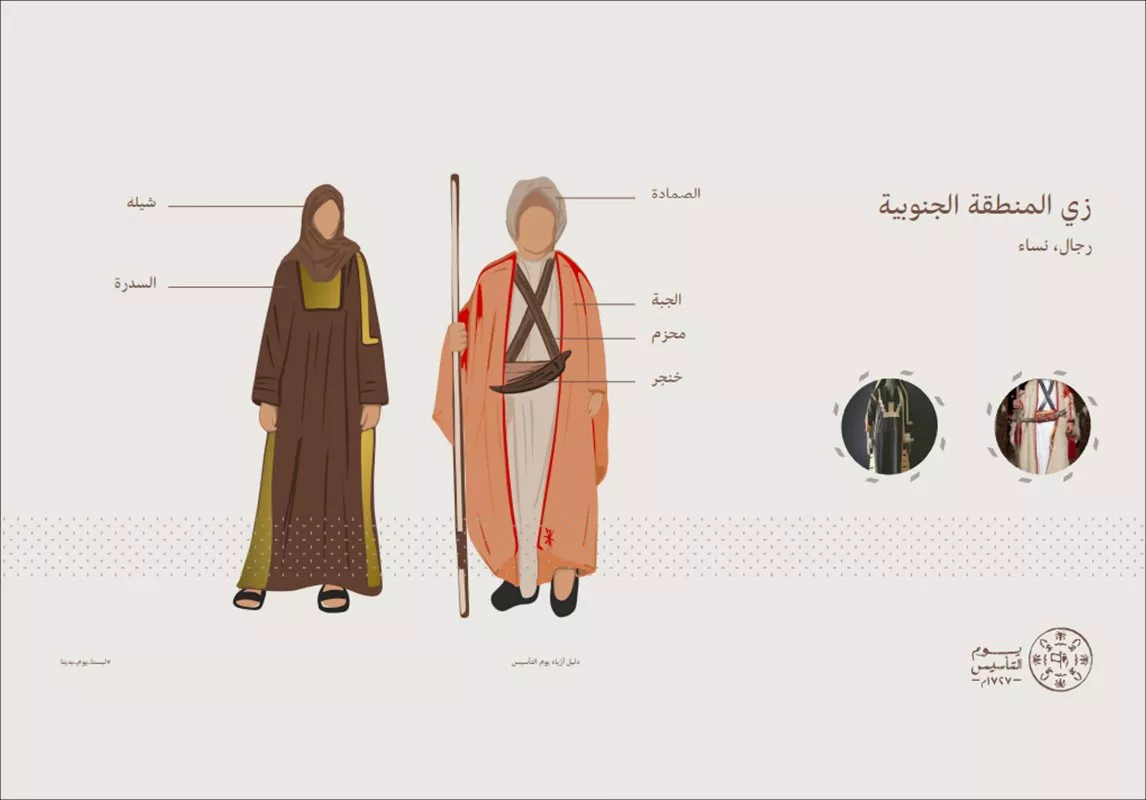 اللجنة المنظمة ليوم التأسيس السعودي 2022 تطلق دليل الزي التراثي في كلّ منطقة من المملكة