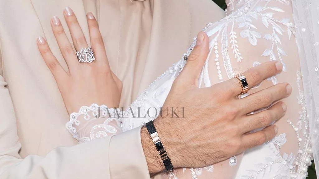 سينتيا صاموئيل وآدم بكري يشعّان سحراً بمجوهرات من Marli في يوم زفافهما