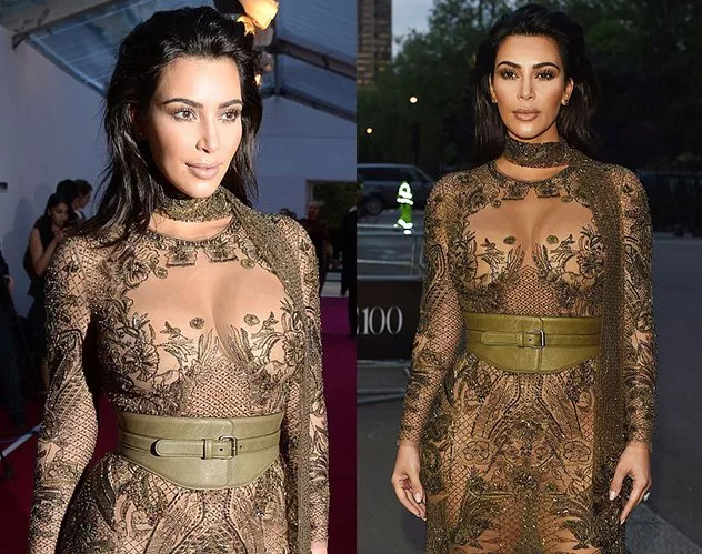 Kim Kardashian في فستانٍ شفّاف وجريء ينحت قوامها