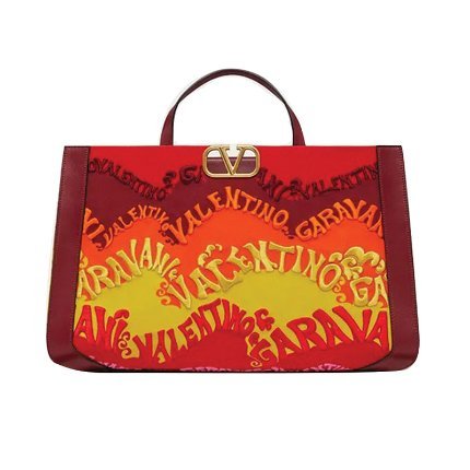 حقيبة Valentino Waves Multicolor Embroidered Canvas Handbag من Valentino