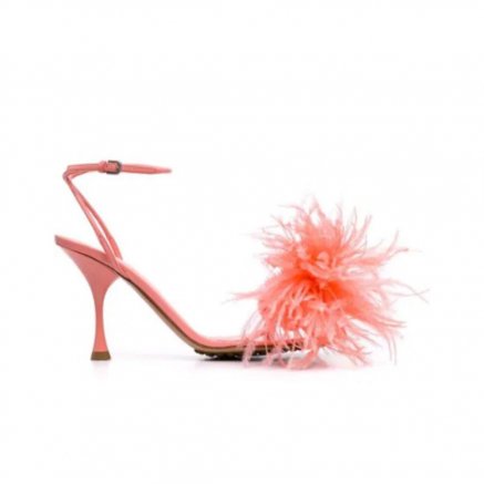 صندل Dot Feather-Trimmed Leather Sandals من Bottega Veneta