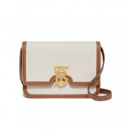حقيبة Small Two-tone Canvas and Leather TB من Burberry