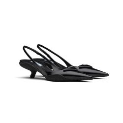 حذاء Brushes Leather Slingback من Prada