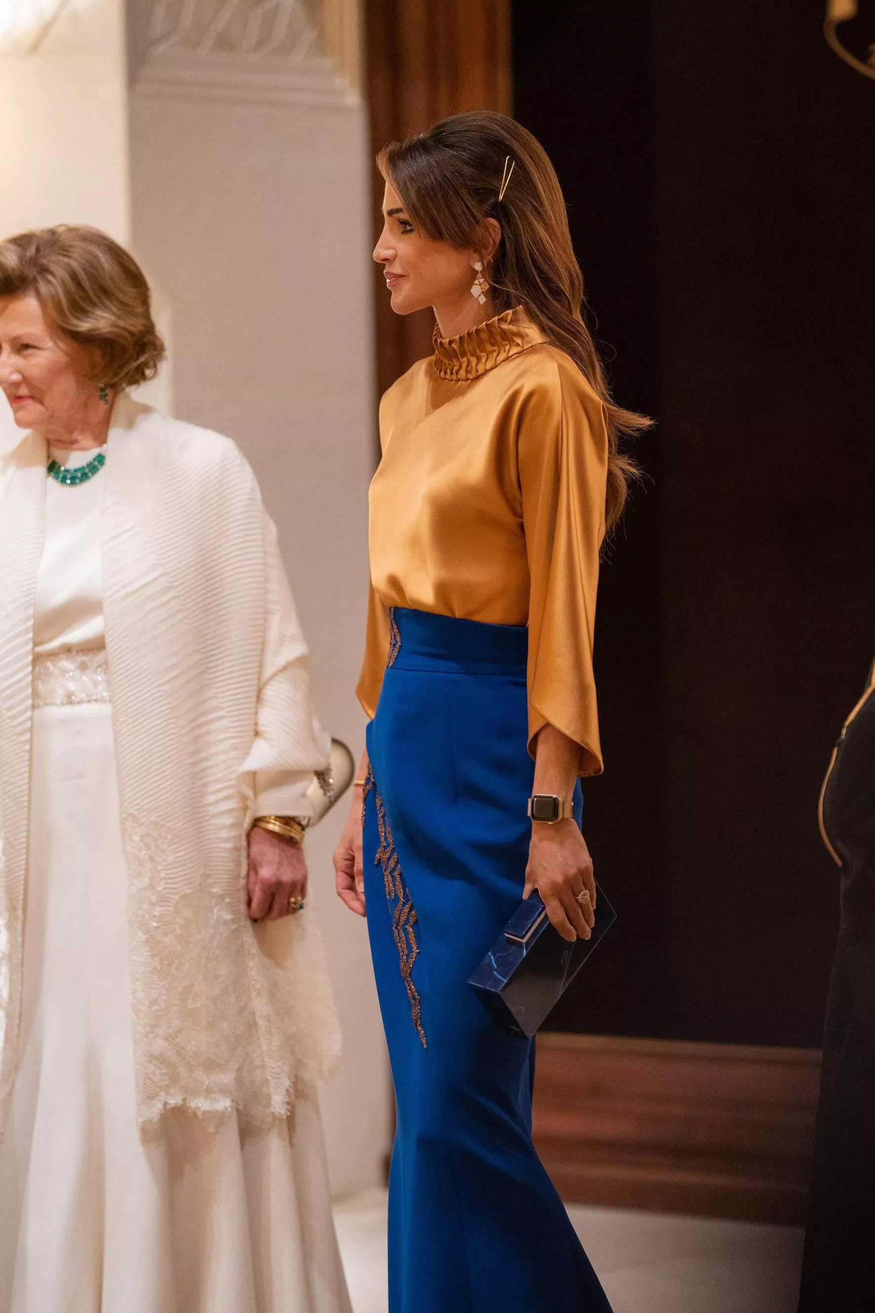 إطلالات الملكة رانيا خلال زيارة ملك وملكة النرويج إلى الأردن