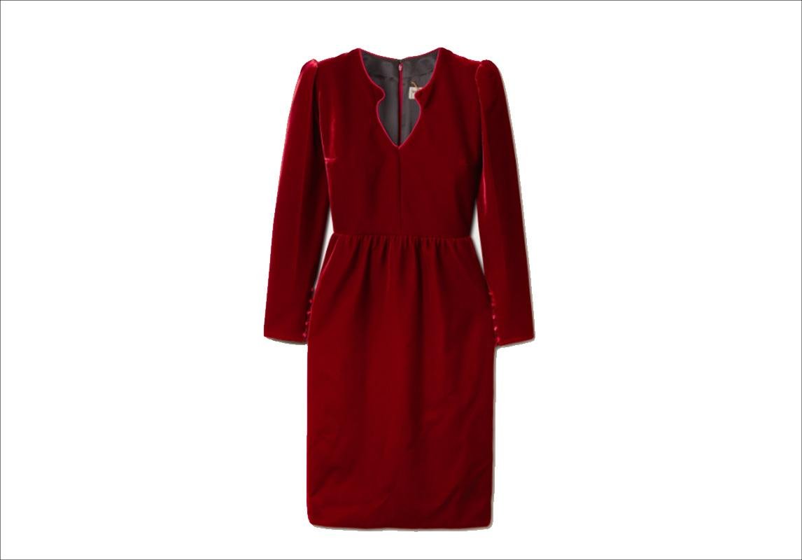 فستان احمرSaint Laurent Paris موديلات فساتين سان لوران باريس