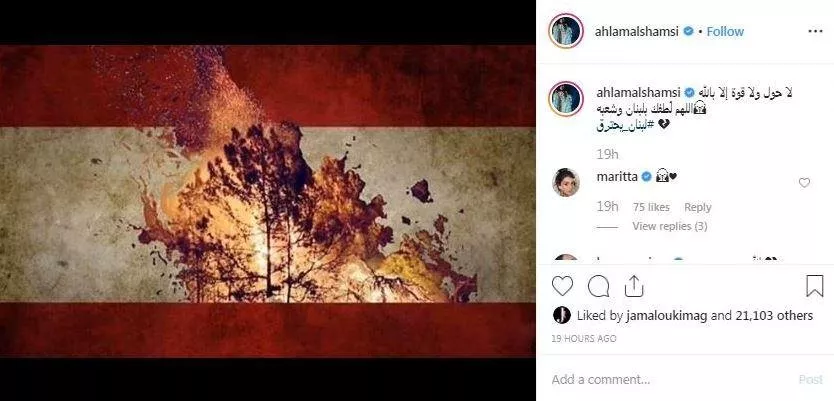 حرائق لبنان: صور مفجعة والنجمات يتفاعلن مع هذه الكارثة البيئية