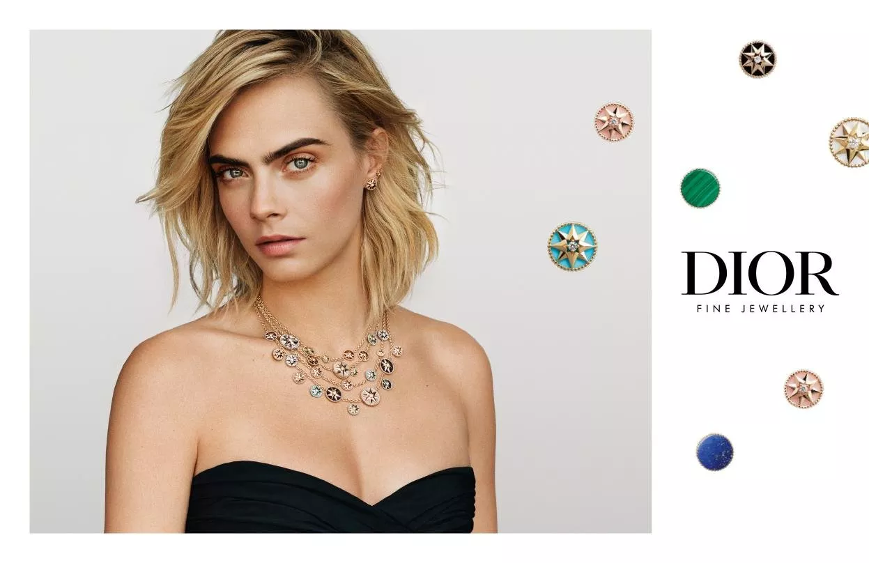 Dior تعلن عن الوجه الإعلاني الجديد لمجوهراتها: Cara Delevingne بطلة حملة Rose des Vents