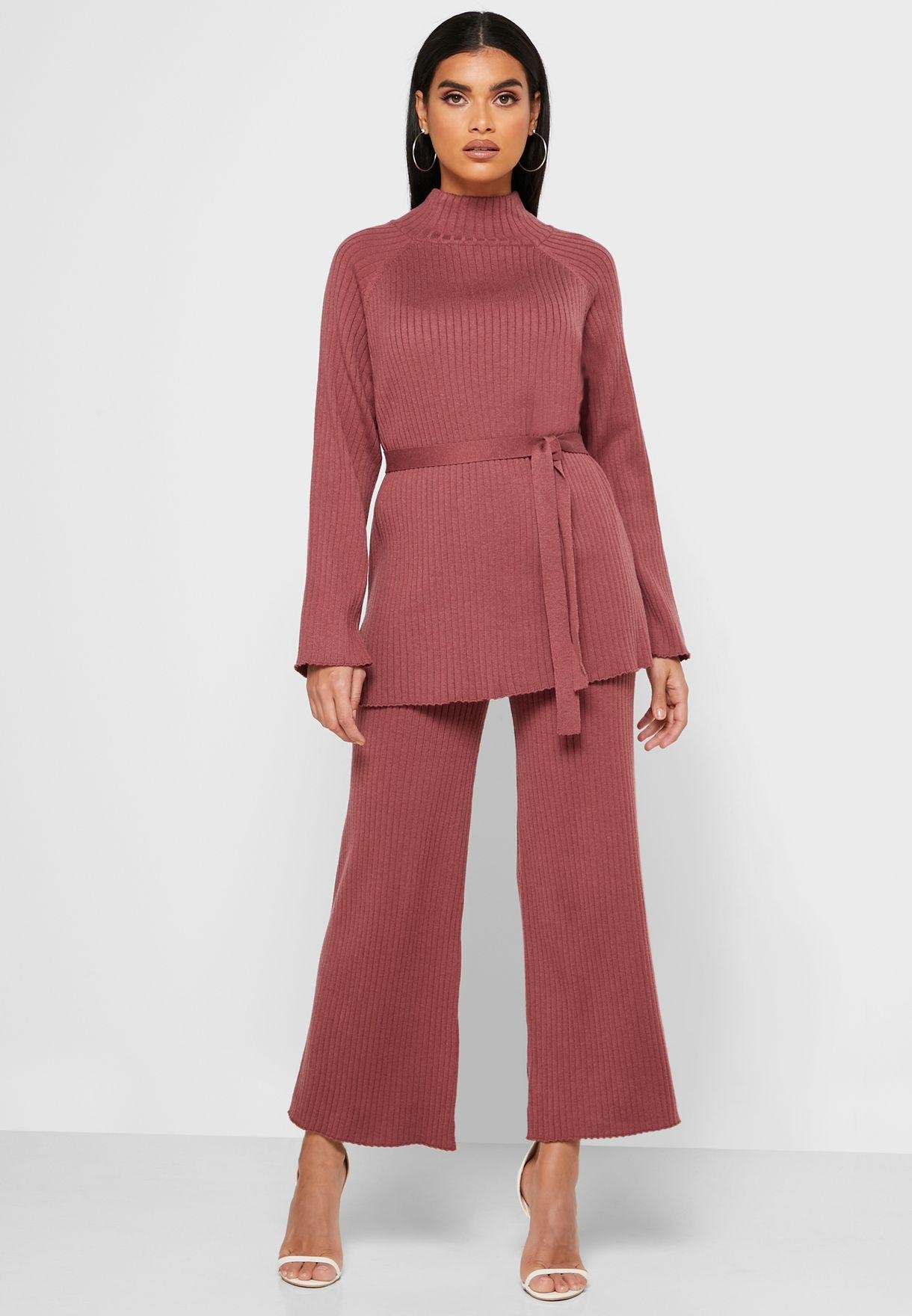 البدلة الصوف طقم سروال رياضي هودي صوف knit set