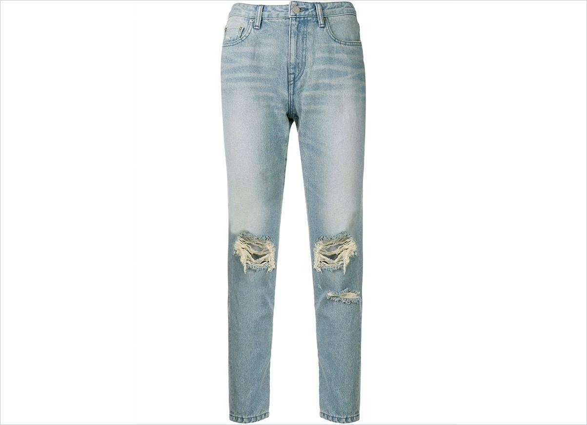 جينز مقطع من John Elliott  سروال جينز بناطيل جينز خريف 2021 