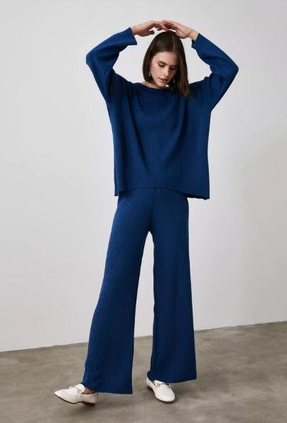 البدلة الصوف طقم سروال رياضي هودي صوف knit set