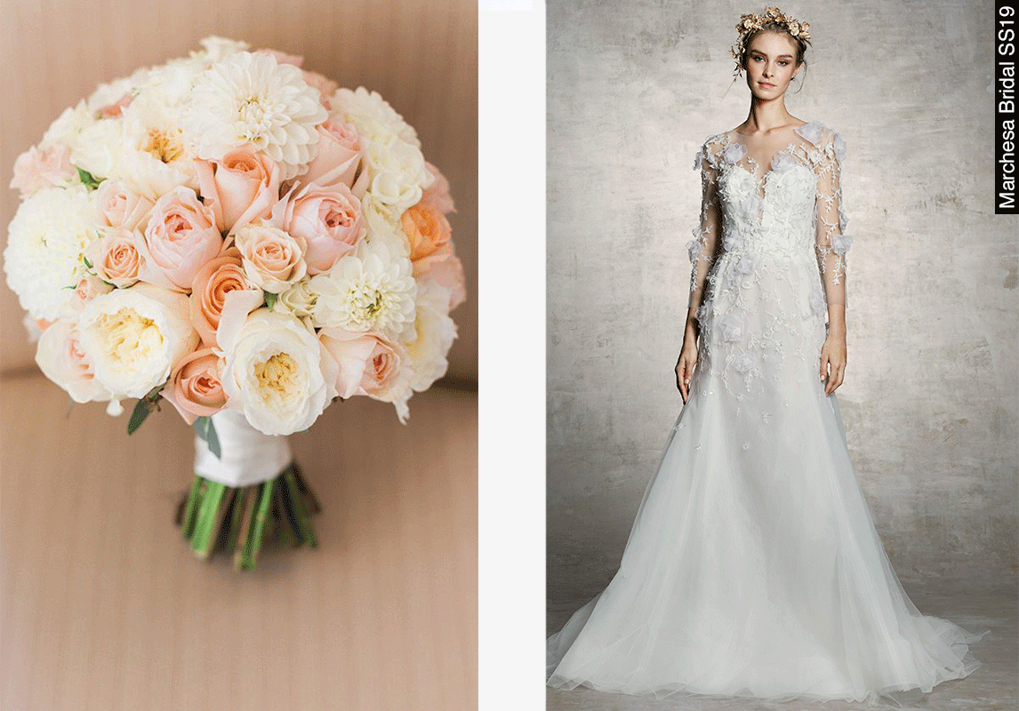 موديل باقة الزهور المناسب لكلّ قصّة فستان زفاف